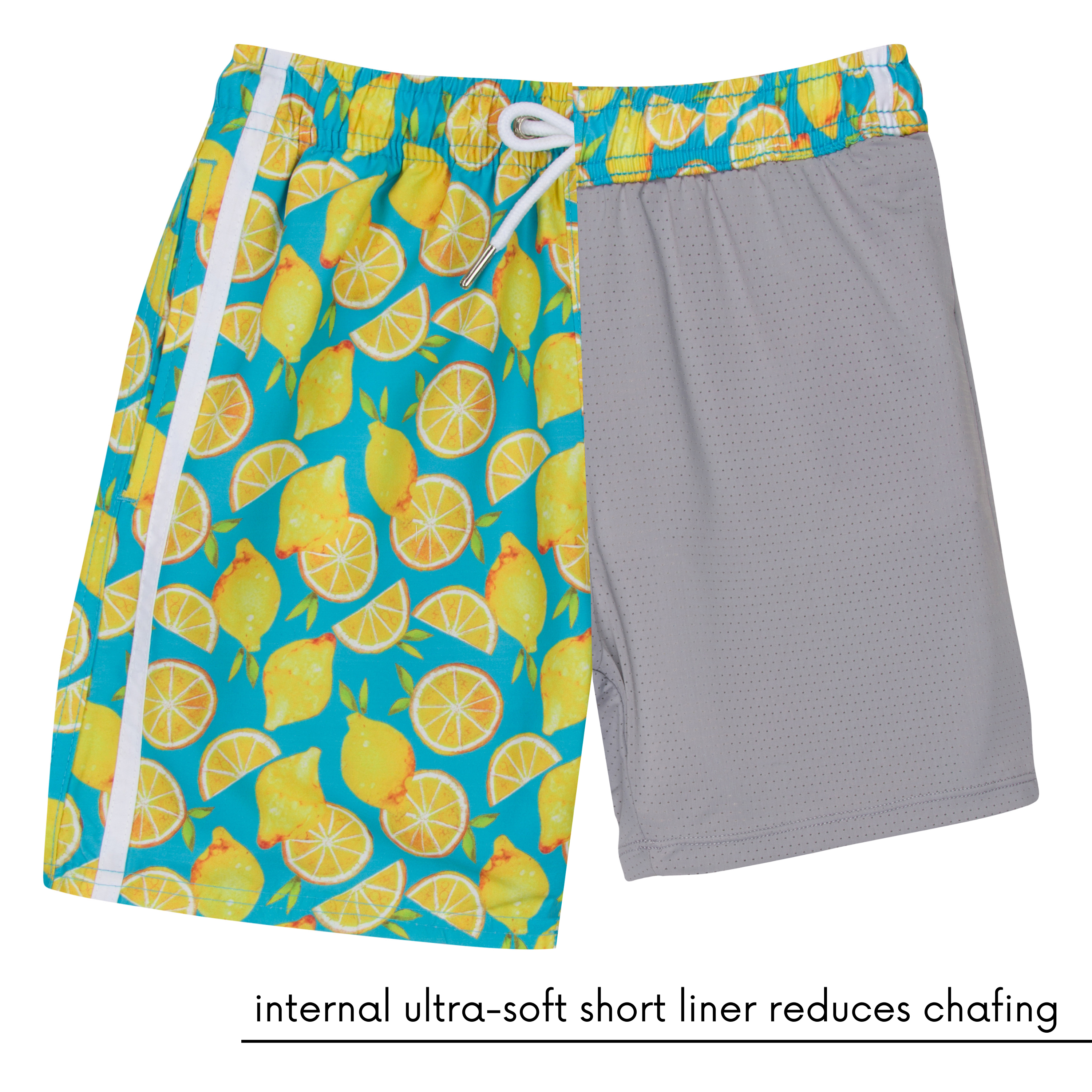 Boys Swim Trunks Boxer Brief Liner (Sizes 6-14) - "Lemons"-SwimZip UPF 50+ Sun Protective Swimwear & UV Zipper Rash Guards-pos3