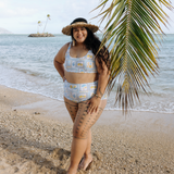 Women's Scoop Neck Bikini Top Plus Size | "Mediterranean Lemons"-SwimZip UPF 50+ Sun Protective Swimwear & UV Zipper Rash Guards-pos3