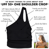 Women’s One Shoulder Crop Bikini Top | “Black”-SwimZip UPF 50+ Sun Protective Swimwear & UV Zipper Rash Guards-pos4