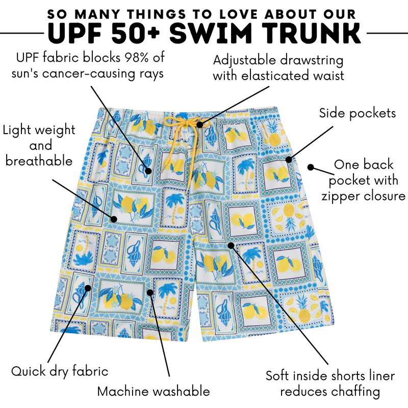 Men's 8" Swim Trunks Boxer Brief Liner | "Mediterranean Lemons"-SwimZip UPF 50+ Sun Protective Swimwear & UV Zipper Rash Guards-pos4