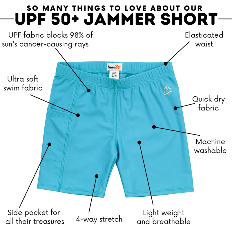 Kids Jammers Swim Shorts | "Scuba Blue"-SwimZip UPF 50+ Sun Protective Swimwear & UV Zipper Rash Guards-pos4