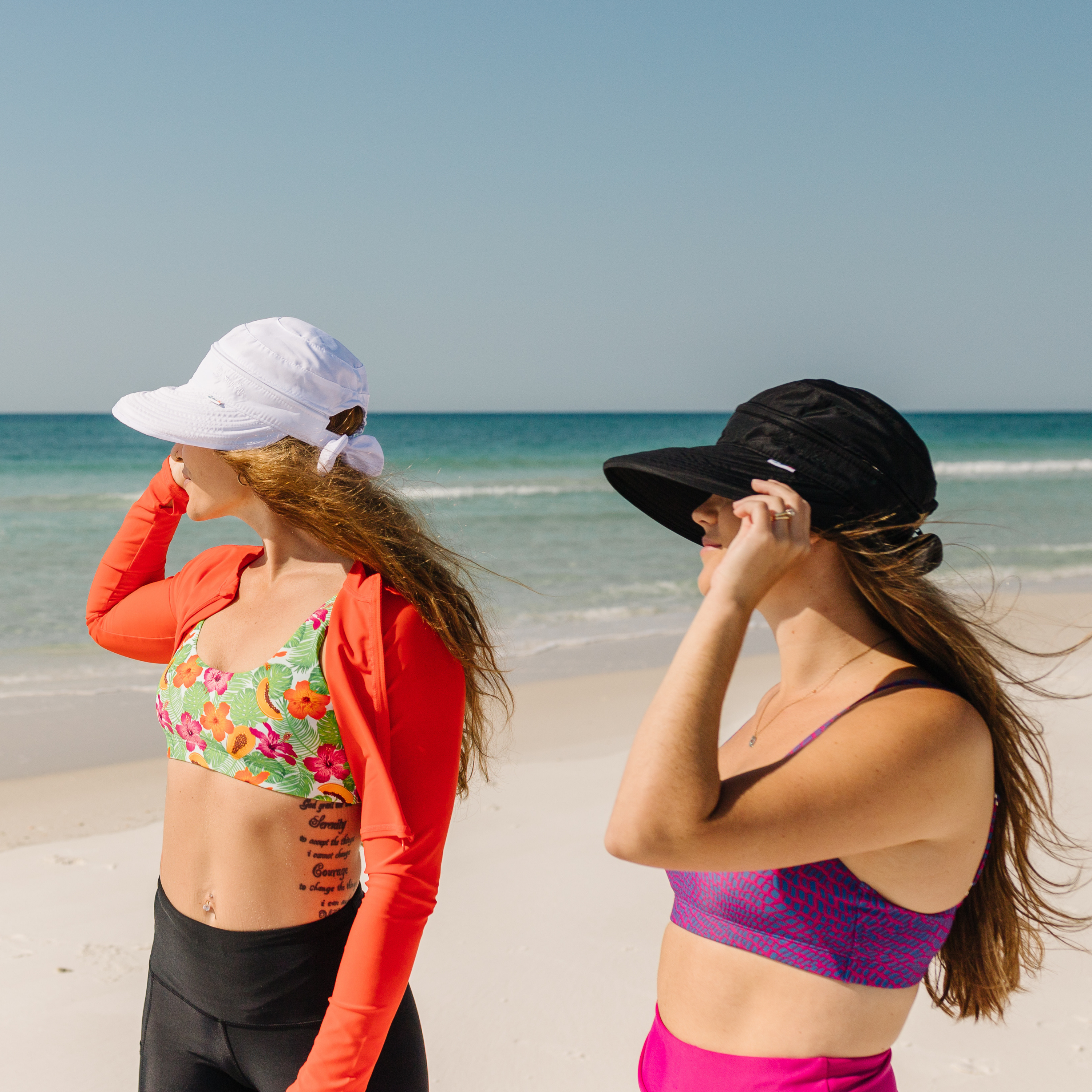 Women's Zip Off Adjustable Sun Visor + Sun Hat - Black-Adult-Black-SwimZip UPF 50+ Sun Protective Swimwear & UV Zipper Rash Guards-pos11
