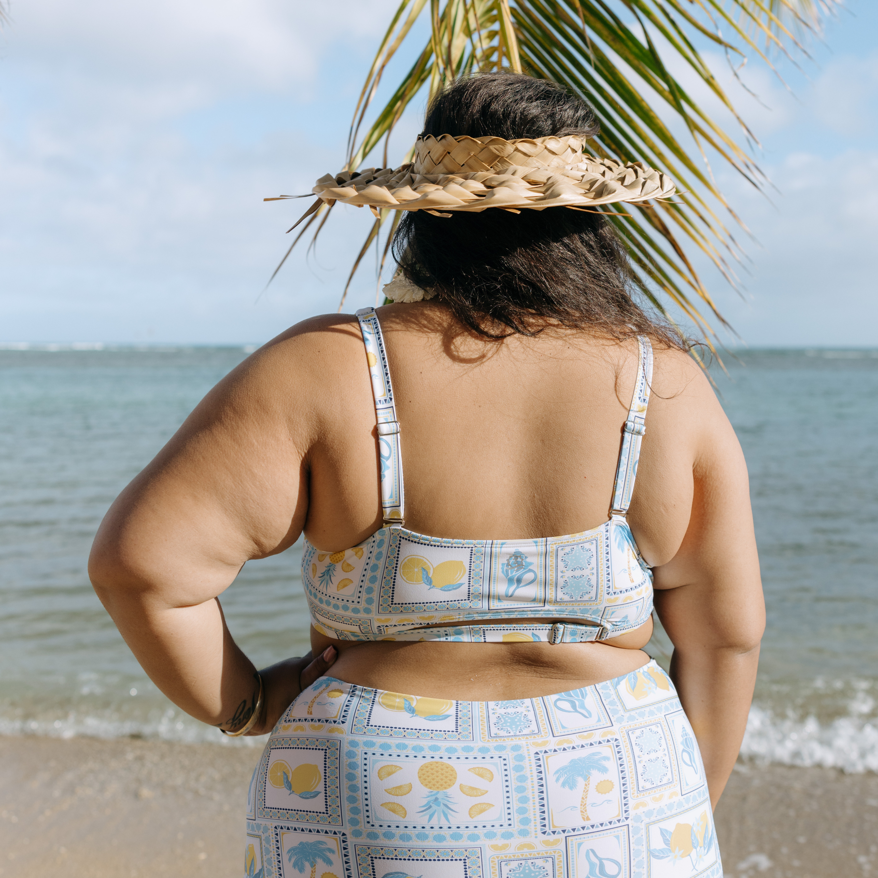 Women's Scoop Neck Bikini Top Plus Size | "Mediterranean Lemons"-SwimZip UPF 50+ Sun Protective Swimwear & UV Zipper Rash Guards-pos5
