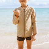 Kids Euro Swim Shorties | "Cold Brew"-SwimZip UPF 50+ Sun Protective Swimwear & UV Zipper Rash Guards-pos6