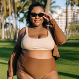 Women's Scoop Neck Bikini Top Plus Size | "Sandy Beach"-SwimZip UPF 50+ Sun Protective Swimwear & UV Zipper Rash Guards-pos3