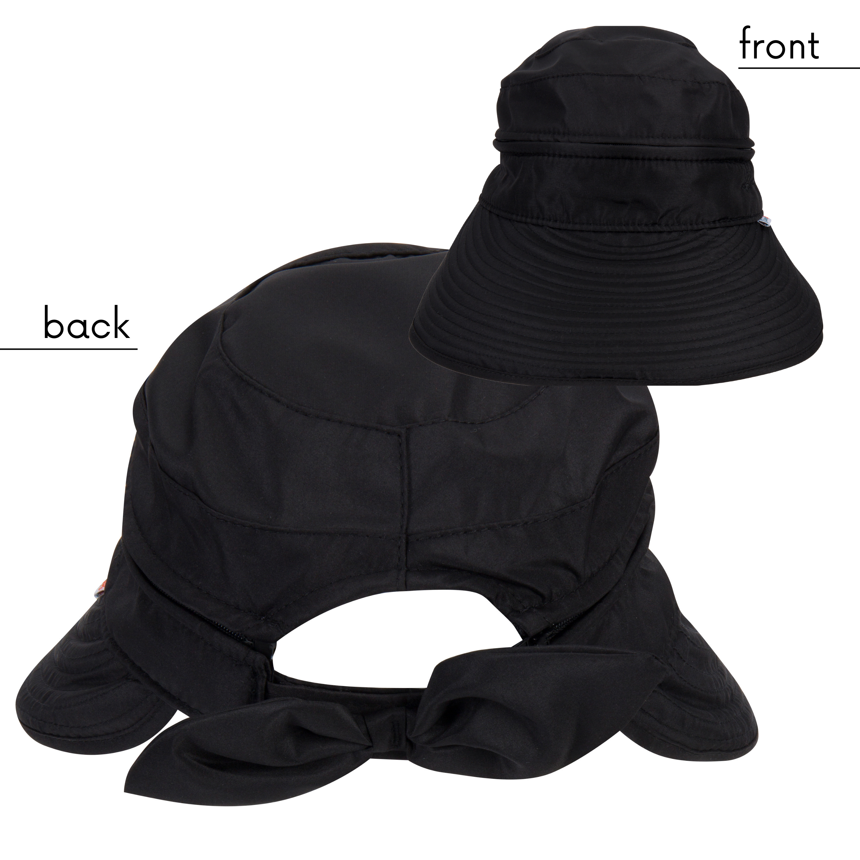 Women's Zip Off Adjustable Sun Visor + Sun Hat - Black