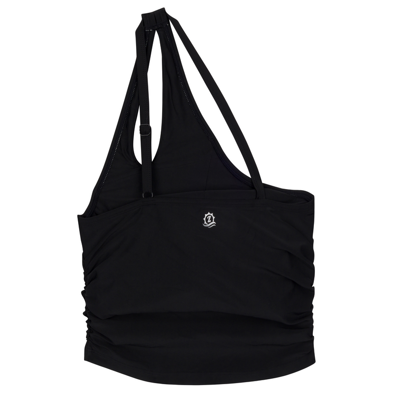 Women’s One Shoulder Crop Bikini Top | “Black”-SwimZip UPF 50+ Sun Protective Swimwear & UV Zipper Rash Guards-pos7