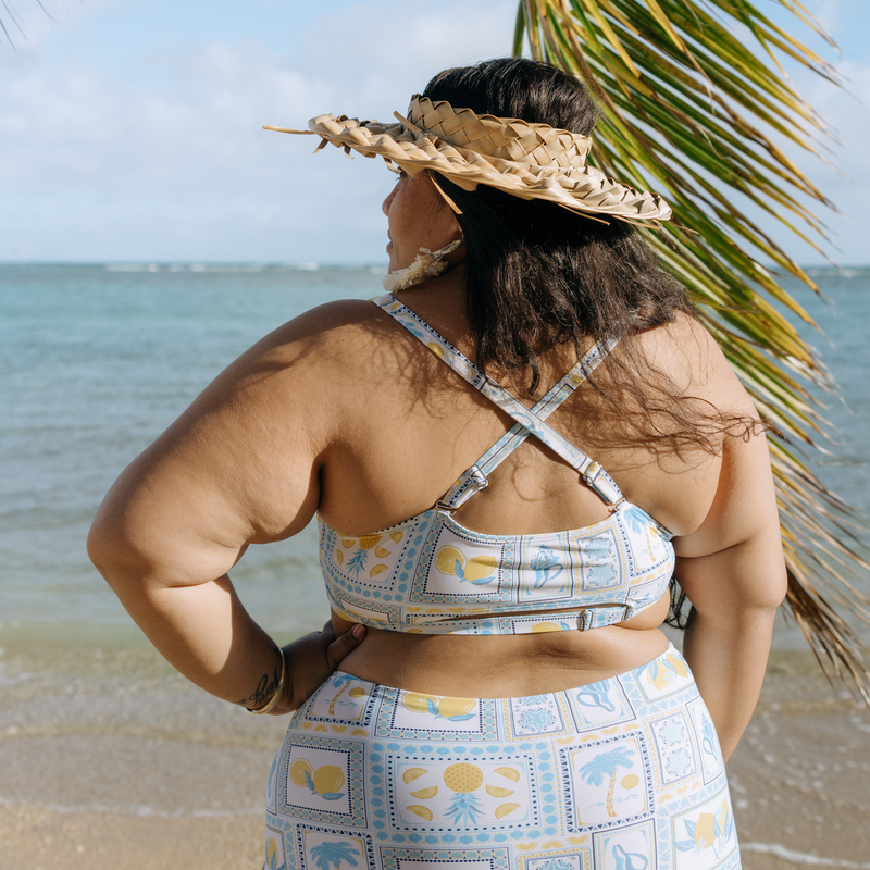 Women's Scoop Neck Bikini Top Plus Size | "Mediterranean Lemons"-SwimZip UPF 50+ Sun Protective Swimwear & UV Zipper Rash Guards-pos7