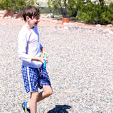 Boys Swim Trunks Boxer Brief Liner (Sizes 6-14) - "Navy Gingham"-SwimZip UPF 50+ Sun Protective Swimwear & UV Zipper Rash Guards-pos5