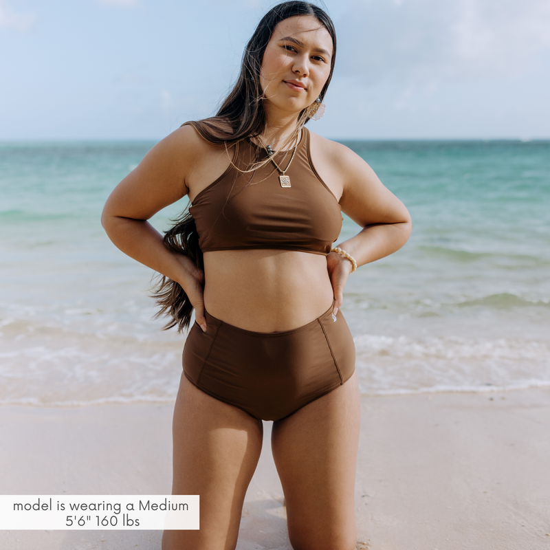 Women's Halter Bikini Top | "Cold Brew"-SwimZip UPF 50+ Sun Protective Swimwear & UV Zipper Rash Guards-pos2