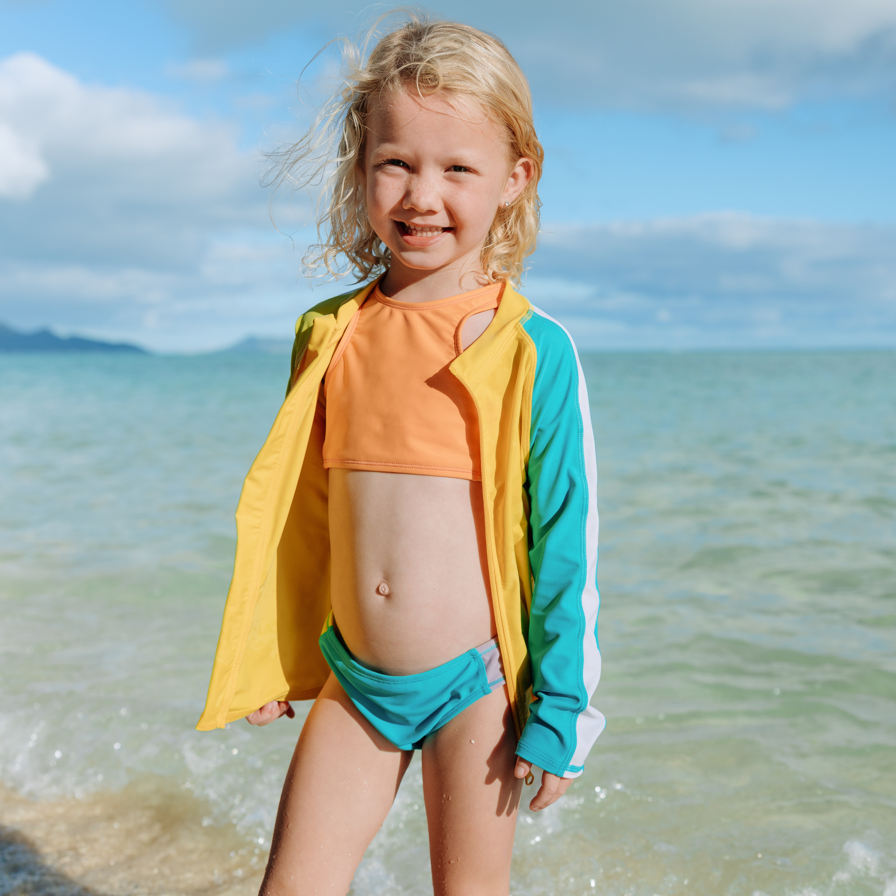Girls Halter Top Bikini Set (2 Piece) | "Color Pop"-SwimZip UPF 50+ Sun Protective Swimwear & UV Zipper Rash Guards-pos2