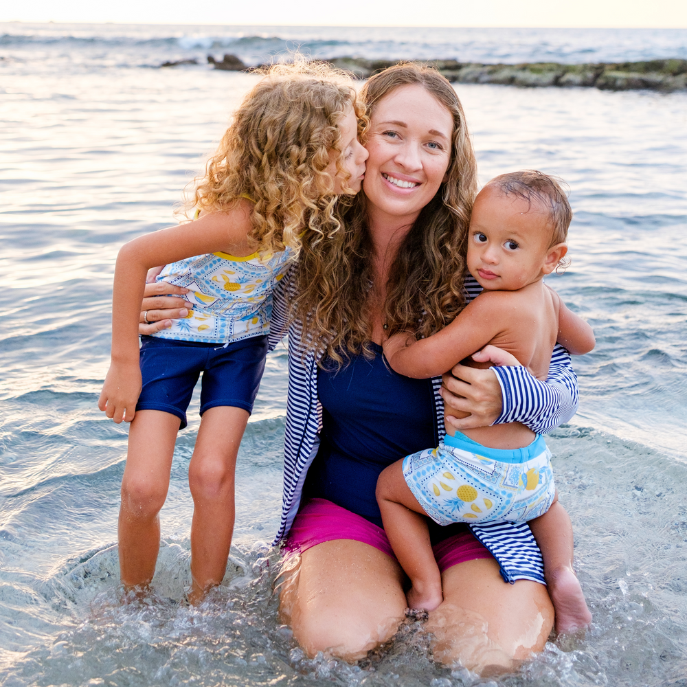 Girls Long Sleeve Rash Guard + Tankini Shorts Set (3 Piece) | 