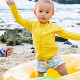 Kids Euro Swim Shorties | "Mediterranean Lemons"-SwimZip UPF 50+ Sun Protective Swimwear & UV Zipper Rash Guards-pos2