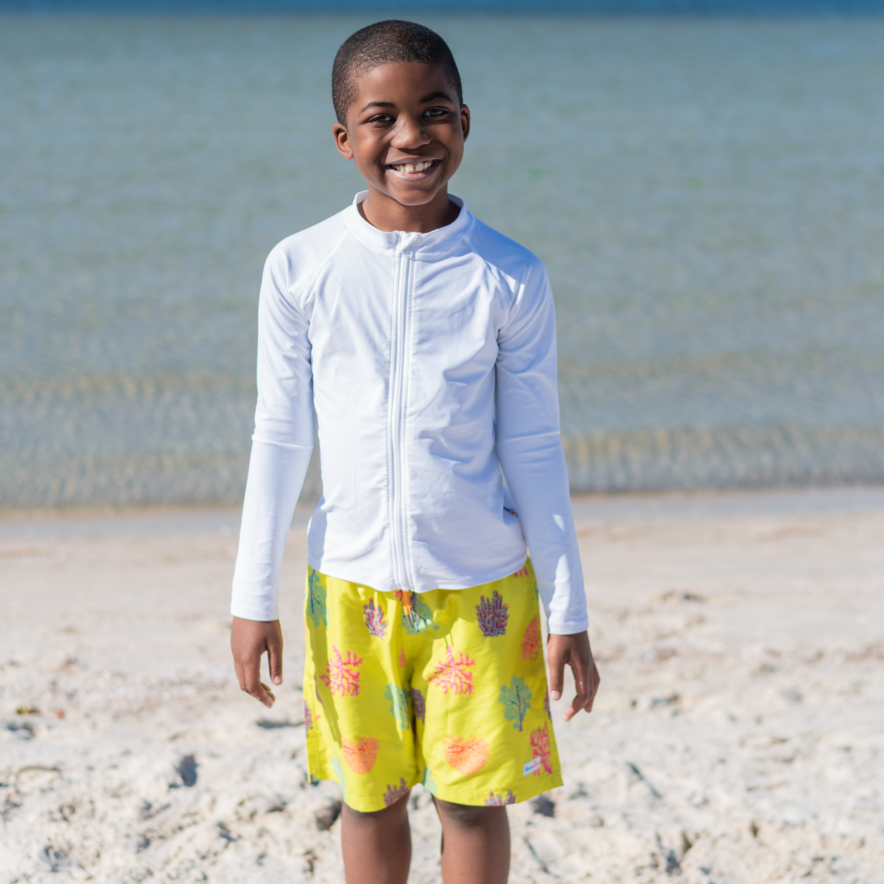 Boys Swim Trunks Boxer Brief Liner (sizes 6-14) | "Coral"-SwimZip UPF 50+ Sun Protective Swimwear & UV Zipper Rash Guards-pos2