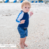 Boys Long Sleeve Zipper Rash Guard and Swim Trunk Set | "Ocean Breeze"-SwimZip UPF 50+ Sun Protective Swimwear & UV Zipper Rash Guards-pos2