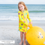 Girls Long Sleeve Swim Dress Cover Up | "Coral"-SwimZip UPF 50+ Sun Protective Swimwear & UV Zipper Rash Guards-pos2