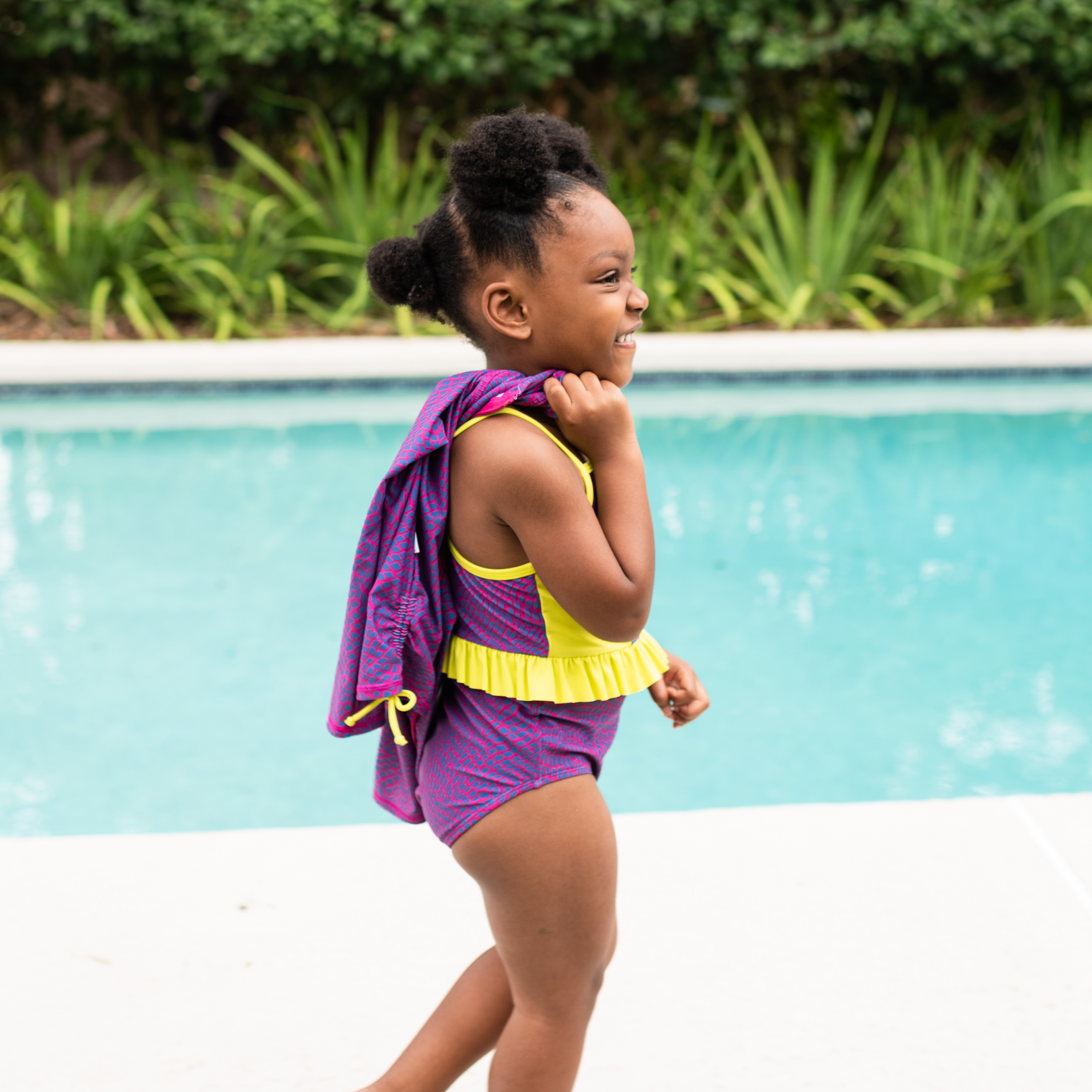 Girls One-Piece Swimsuit + Long Sleeve Rash Guard Set (2 Piece) | "In Disguise"-SwimZip UPF 50+ Sun Protective Swimwear & UV Zipper Rash Guards-pos2