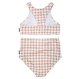 Girls Halter Top High-Waisted Set (2 Piece) | "Tied with a Bow" Pink Gingham-SwimZip UPF 50+ Sun Protective Swimwear & UV Zipper Rash Guards-pos17