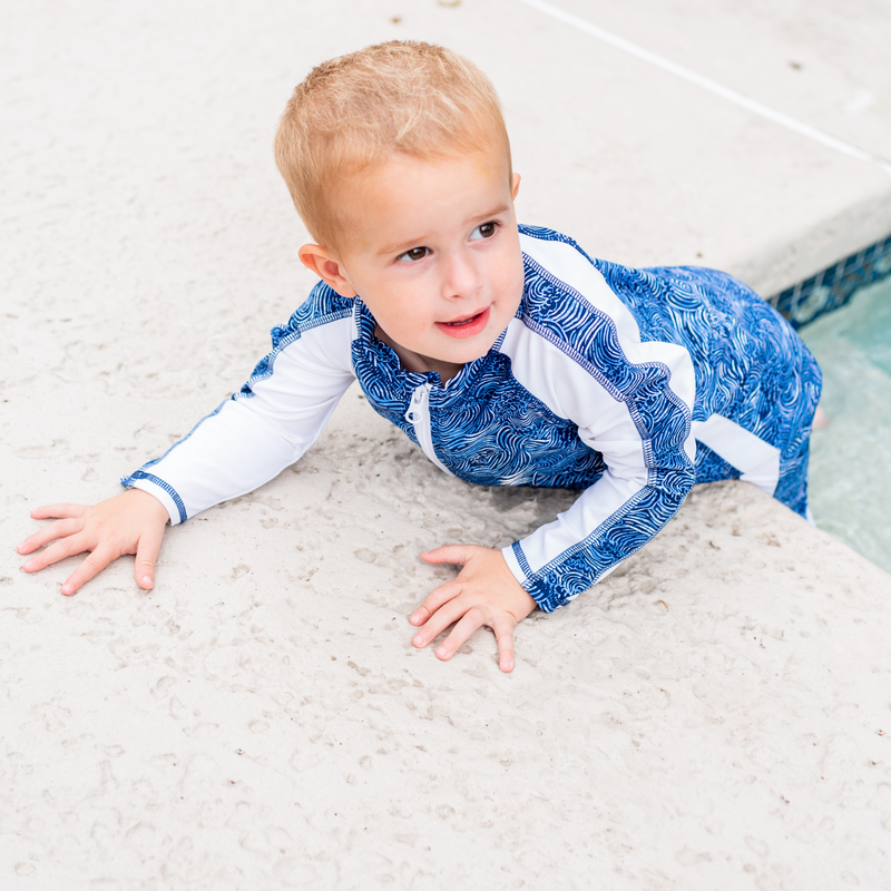 Sunsuit - Long Sleeve Romper Swimsuit | "Ocean Breeze"-SwimZip UPF 50+ Sun Protective Swimwear & UV Zipper Rash Guards-pos2