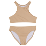 Girls Halter Top Bikini Set (2 Piece) | "Sandy Beach"-2T-Sandy Beach-SwimZip UPF 50+ Sun Protective Swimwear & UV Zipper Rash Guards-pos1
