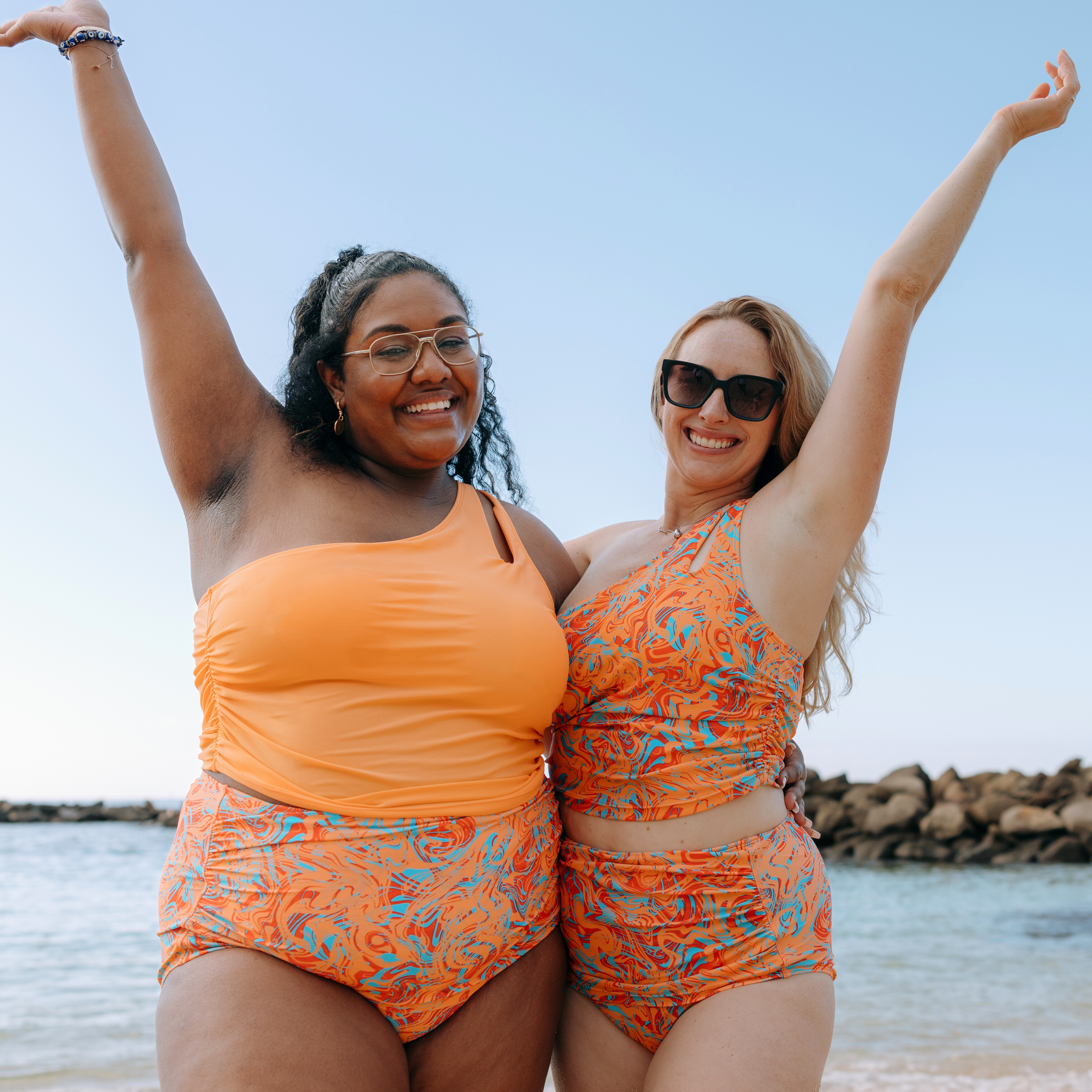 Women's High Waist Bikini Bottoms Ruched | "Swirl"-SwimZip UPF 50+ Sun Protective Swimwear & UV Zipper Rash Guards-pos6