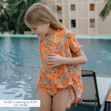 Girls Short Sleeve Rash Guard + Tankini Bikini Set (3 Piece) | "Swirl”-SwimZip UPF 50+ Sun Protective Swimwear & UV Zipper Rash Guards-pos2