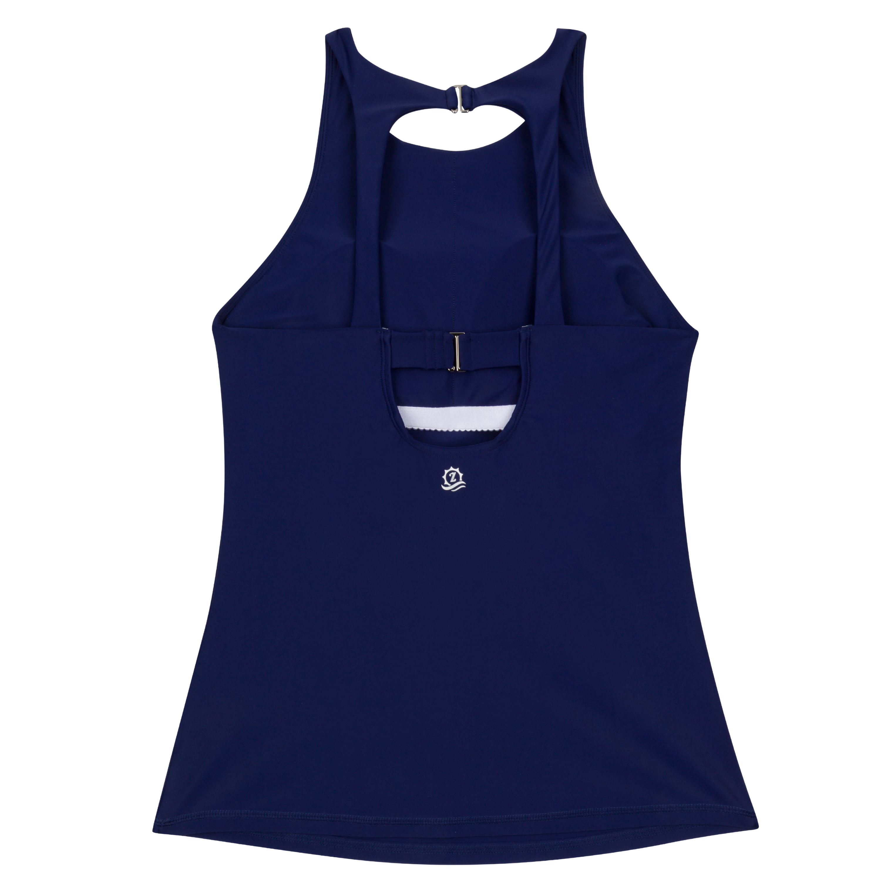 Women’s High Neck Fitted Tankini Top | “Navy”-SwimZip UPF 50+ Sun Protective Swimwear & UV Zipper Rash Guards-pos3