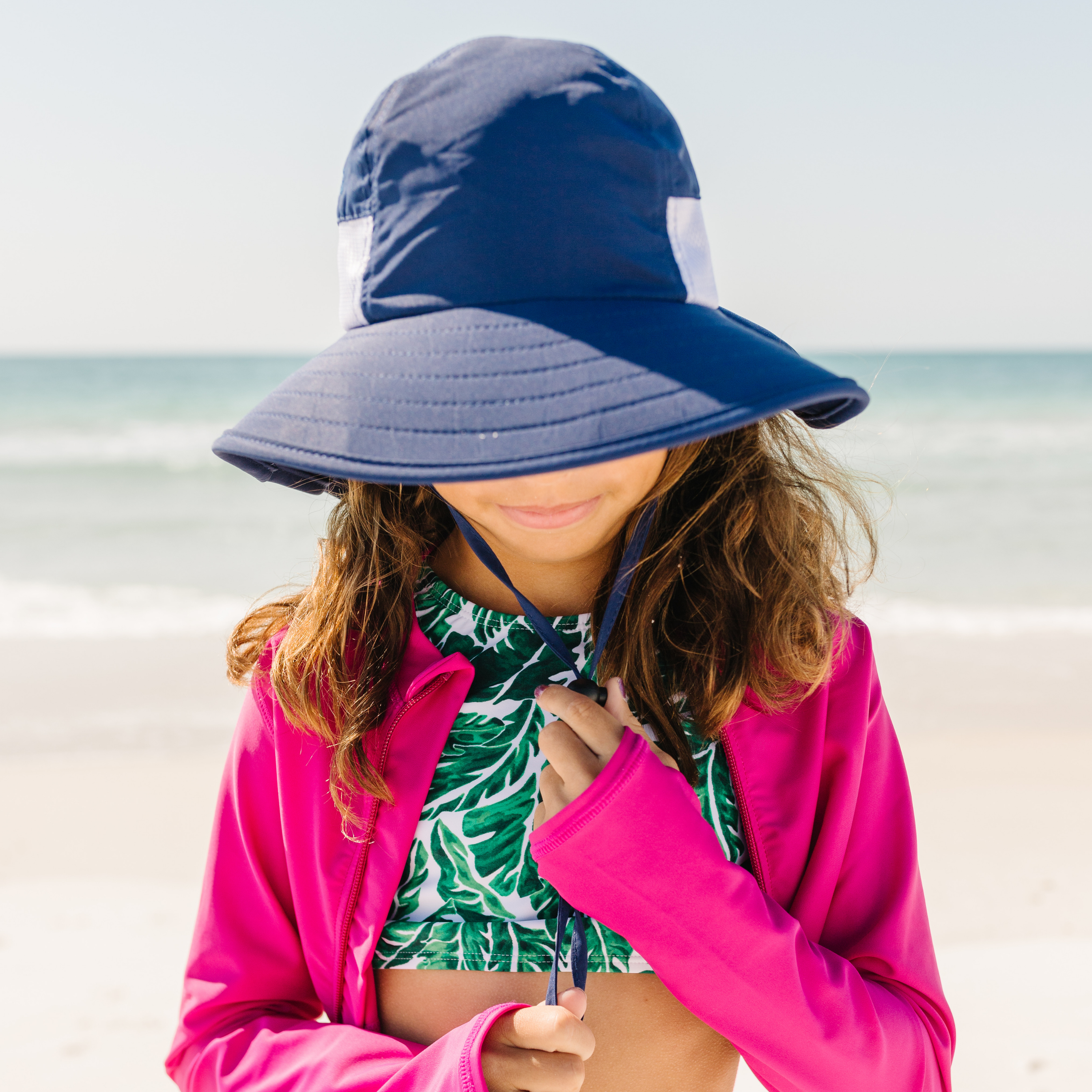 Kids Wide Brim + Flap Neck Sun Protective Adventure Hat - Navy 8-14 Years / Navy