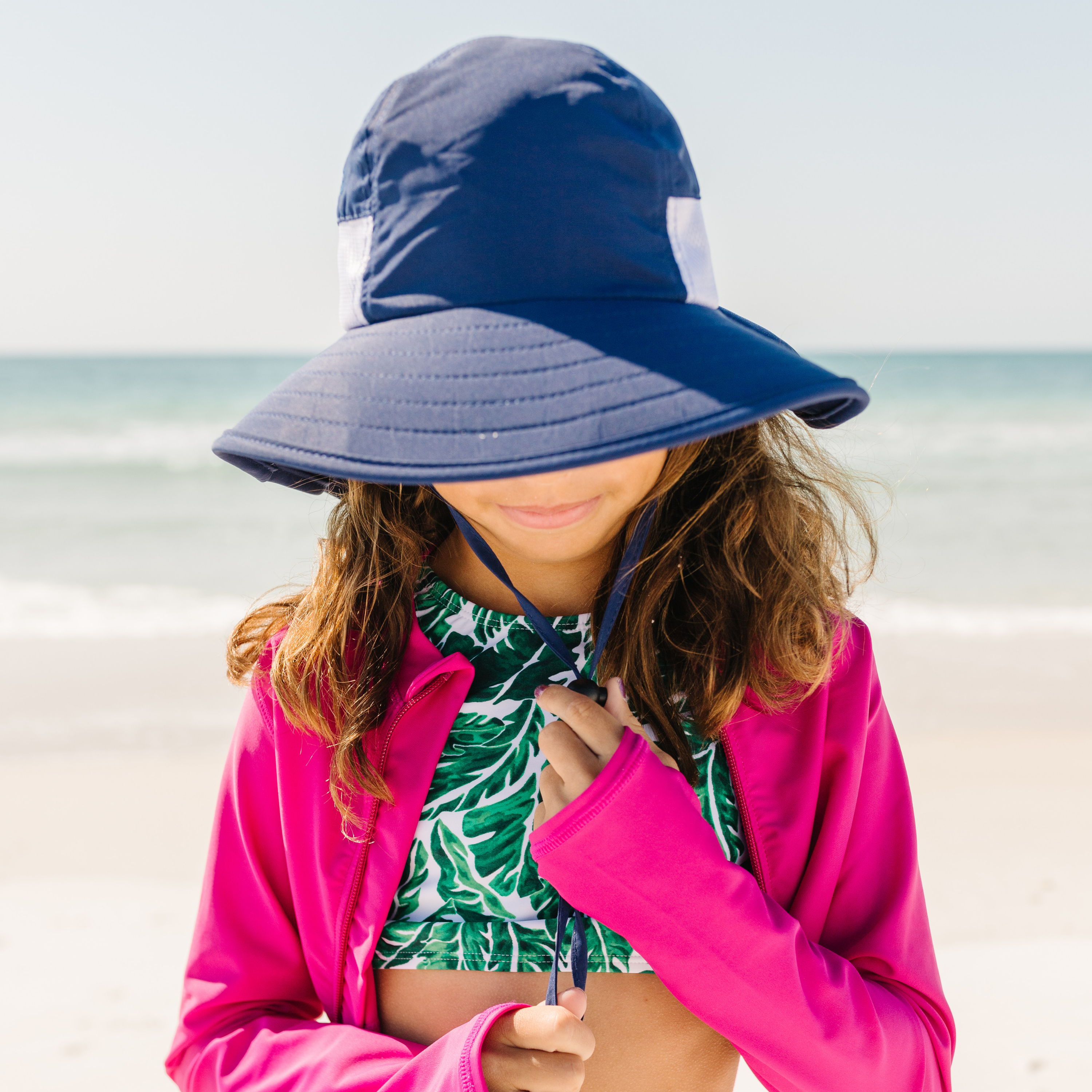 Kids Wide Brim + Flap Neck Sun Protective Adventure Hat - Navy-SwimZip UPF 50+ Sun Protective Swimwear & UV Zipper Rash Guards-pos5