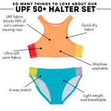 Girls Halter Top Bikini Set (2 Piece) | "Color Pop"-SwimZip UPF 50+ Sun Protective Swimwear & UV Zipper Rash Guards-pos3
