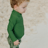 Kids UPF 50+ Long Sleeve Zipper Rash Guard Swim Shirt | "Garden Green"-SwimZip UPF 50+ Sun Protective Swimwear & UV Zipper Rash Guards-pos7