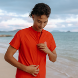 Men's Short Sleeve Rash Guard | “Red”-SwimZip UPF 50+ Sun Protective Swimwear & UV Zipper Rash Guards-pos3