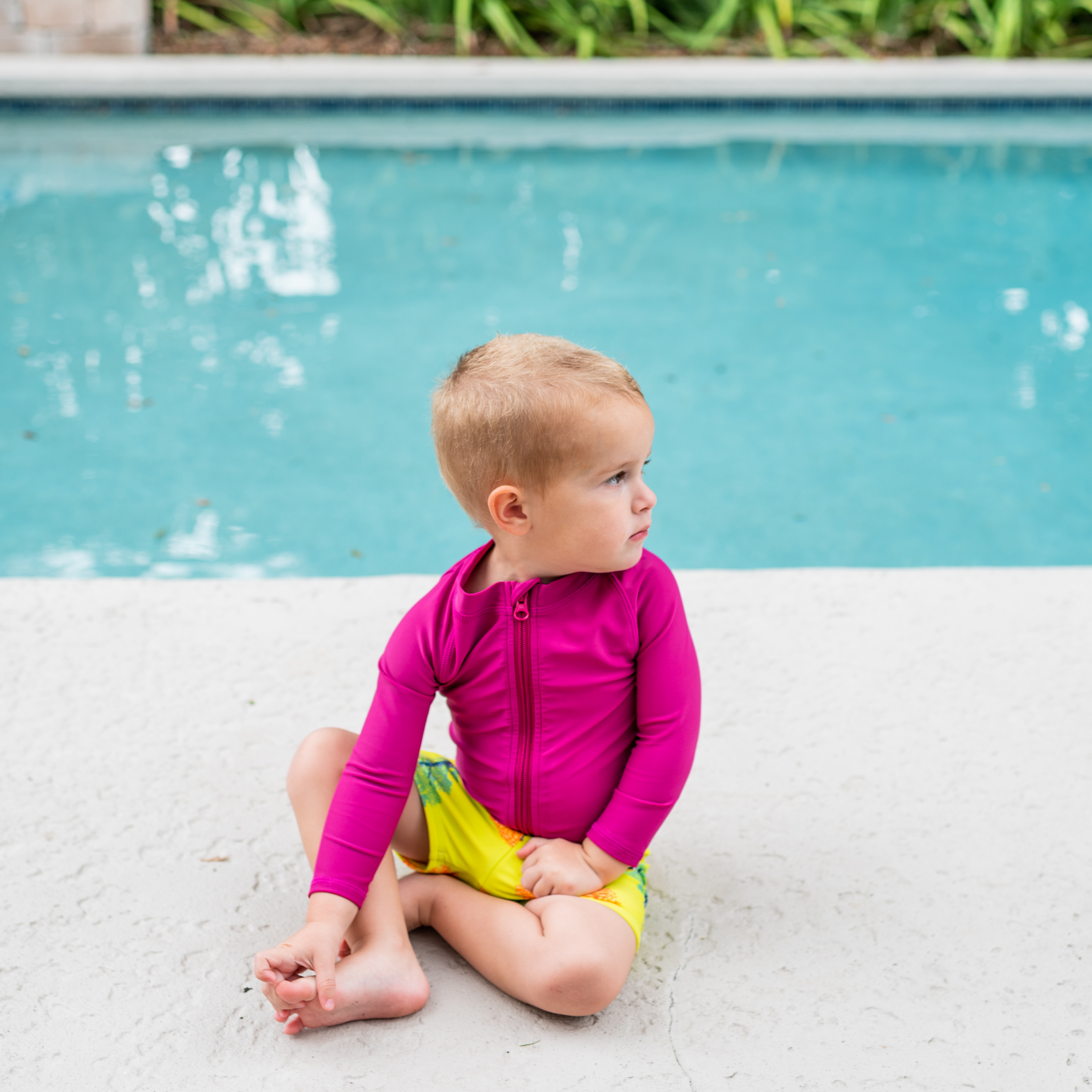 Kids Euro Swim Shorties | "Coral"-SwimZip UPF 50+ Sun Protective Swimwear & UV Zipper Rash Guards-pos3