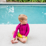 Kids Euro Swim Shorties | "Coral"-SwimZip UPF 50+ Sun Protective Swimwear & UV Zipper Rash Guards-pos3
