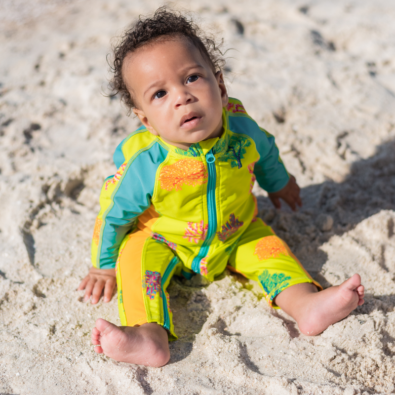 Sunsuit - Long Sleeve Romper Swimsuit | "Coral"-SwimZip UPF 50+ Sun Protective Swimwear & UV Zipper Rash Guards-pos4