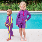 Sunsuit - Long Sleeve Romper Swimsuit | "In Disguise"-SwimZip UPF 50+ Sun Protective Swimwear & UV Zipper Rash Guards-pos3