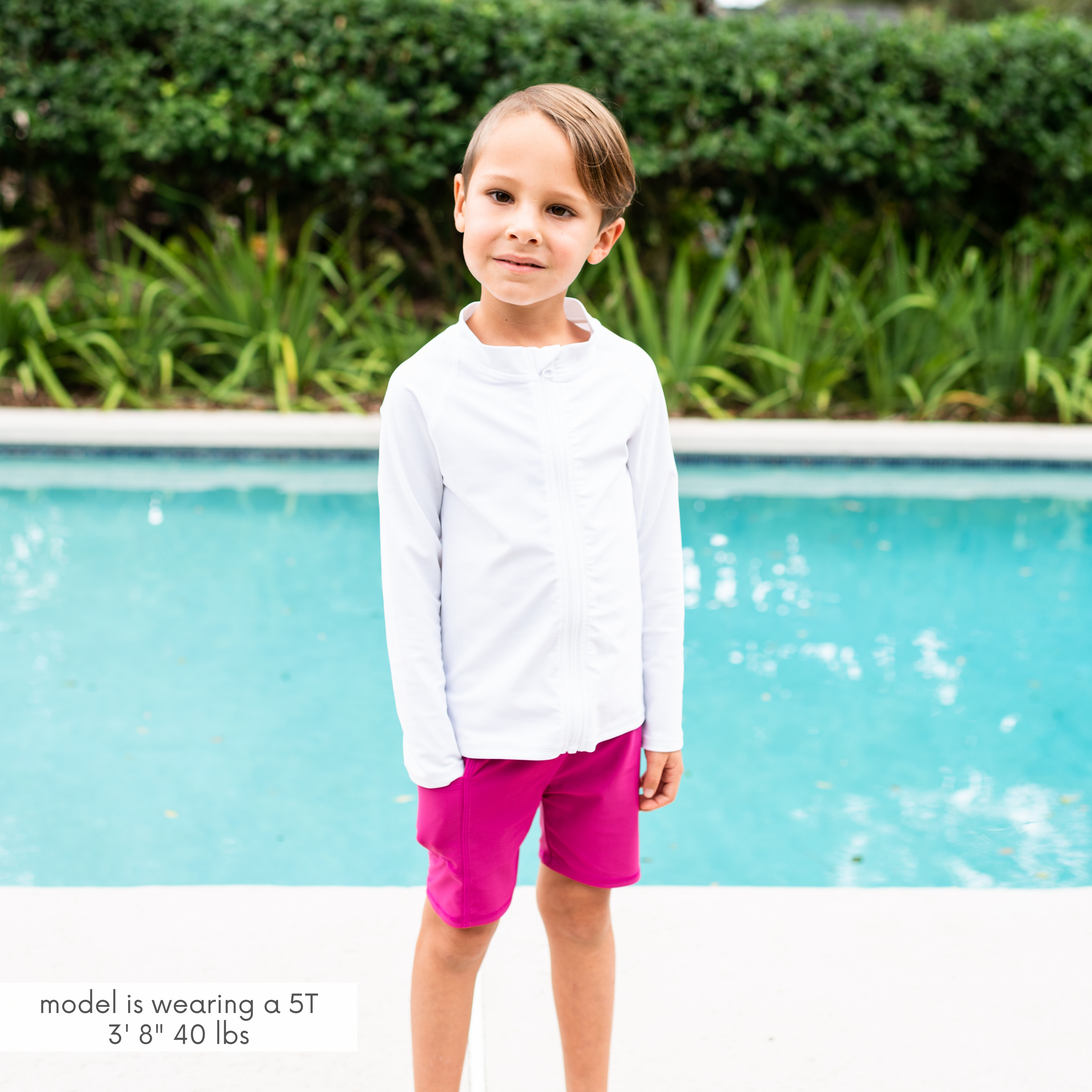 Kids Jammers Swim Shorts | "Fuchsia”-SwimZip UPF 50+ Sun Protective Swimwear & UV Zipper Rash Guards-pos3