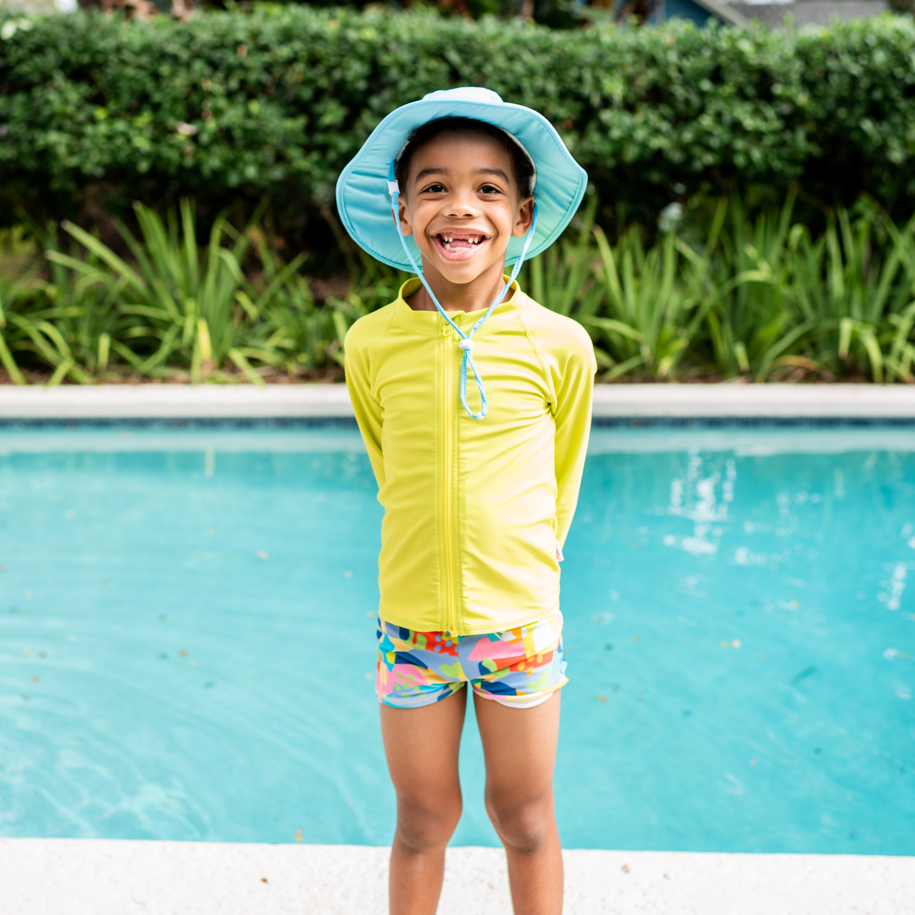 Kids Euro Swim Shorties | "Joyful"-SwimZip UPF 50+ Sun Protective Swimwear & UV Zipper Rash Guards-pos3