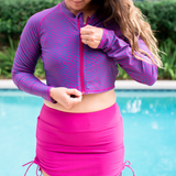 Women's Long Sleeve Crop Rash Guard | “In Disguise”-SwimZip UPF 50+ Sun Protective Swimwear & UV Zipper Rash Guards-pos5