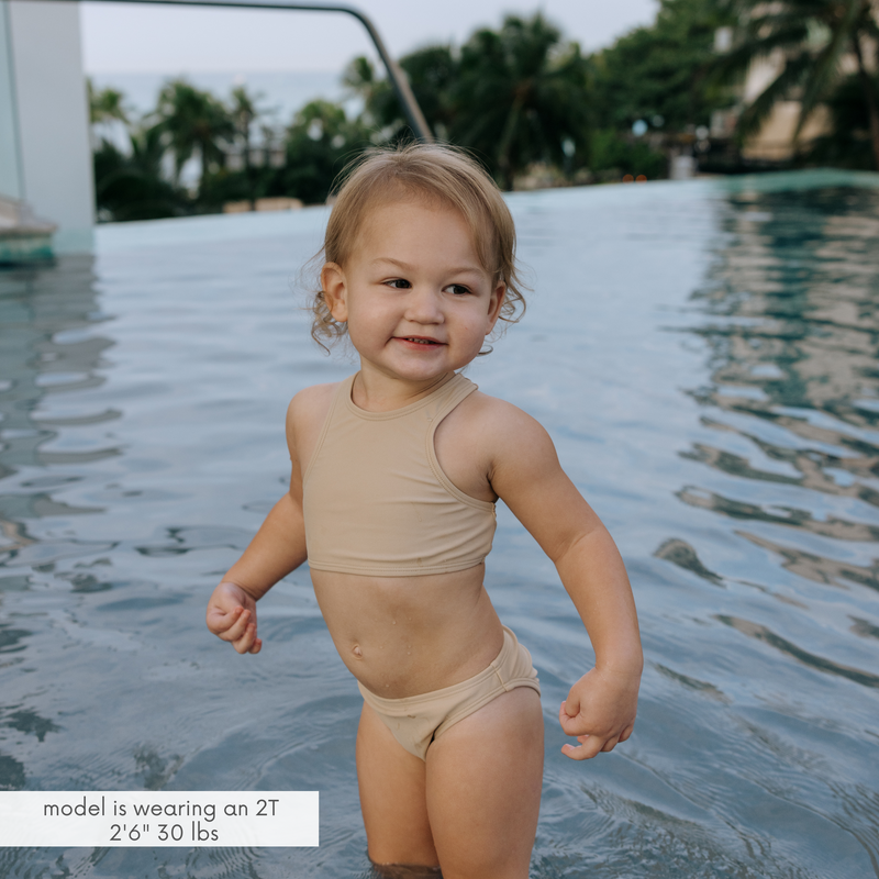 Girls Halter Top Bikini Set (2 Piece) | "Sandy Beach"-SwimZip UPF 50+ Sun Protective Swimwear & UV Zipper Rash Guards-pos2