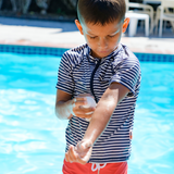 Kids Short Sleeve Zipper Rash Guard Swim Shirt | “Stunner”-SwimZip UPF 50+ Sun Protective Swimwear & UV Zipper Rash Guards-pos3