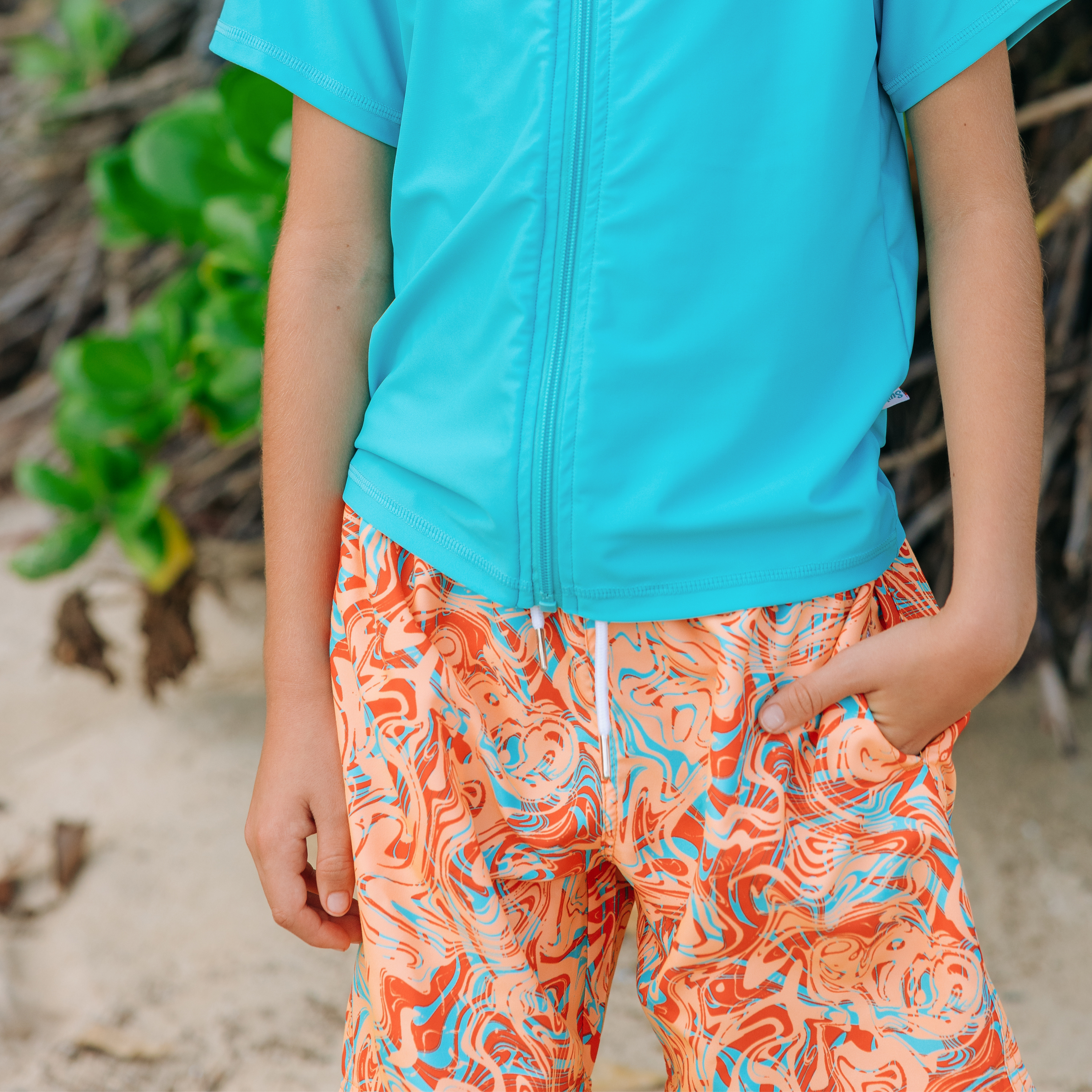Boys Swim Trunks Boxer Brief Liner (sizes 6-14) | "Swirl"-SwimZip UPF 50+ Sun Protective Swimwear & UV Zipper Rash Guards-pos3