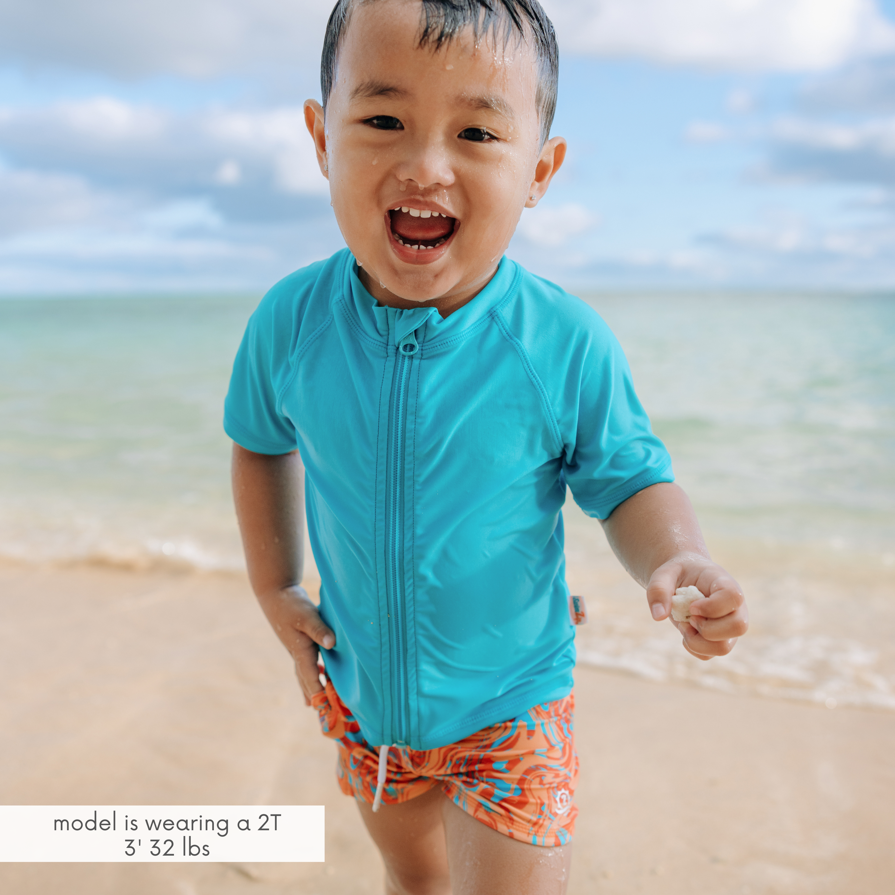 Kids Euro Swim Shorties | "Swirl"-SwimZip UPF 50+ Sun Protective Swimwear & UV Zipper Rash Guards-pos2