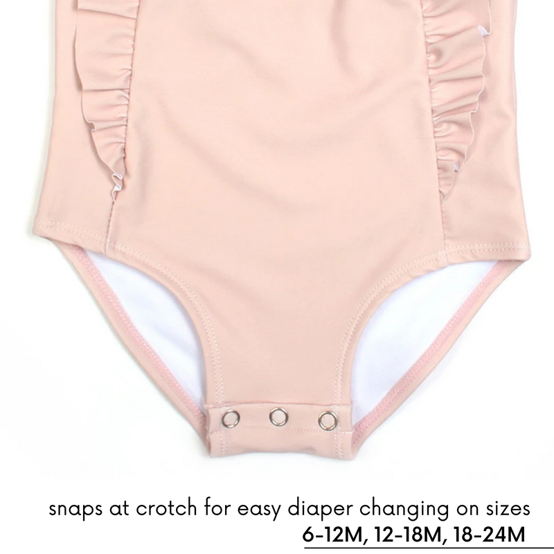 Girls Ruffle One-Piece Swimsuit | "Too Sweet" The Tropics-SwimZip UPF 50+ Sun Protective Swimwear & UV Zipper Rash Guards-pos9