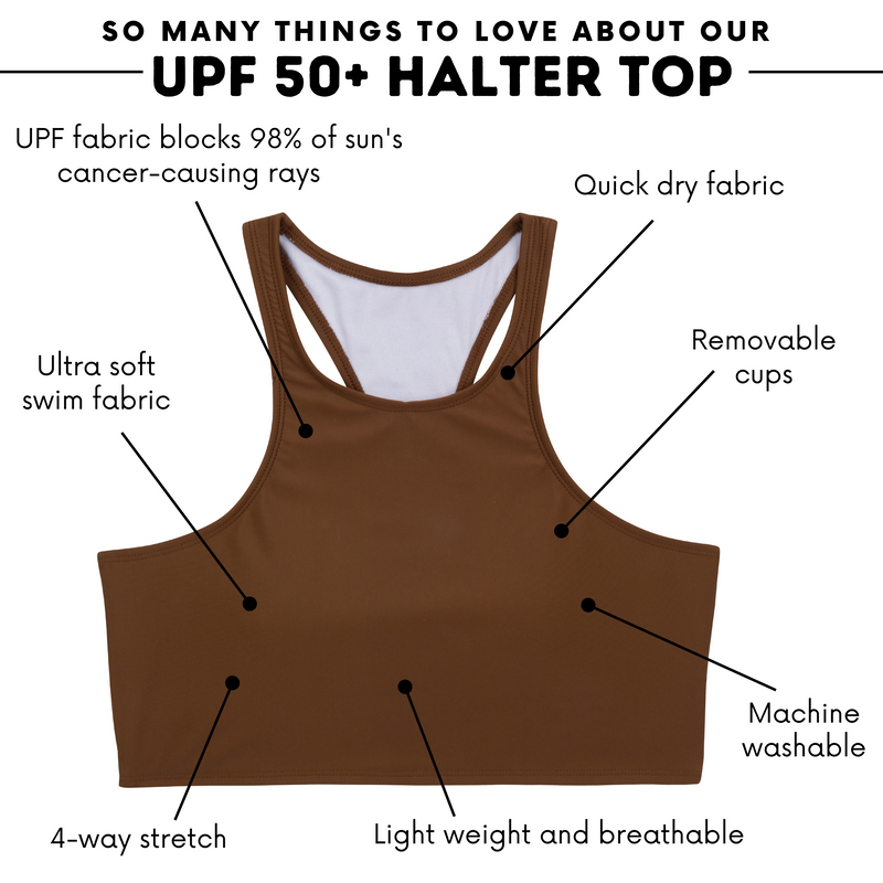 Women's Halter Bikini Top | "Cold Brew"-SwimZip UPF 50+ Sun Protective Swimwear & UV Zipper Rash Guards-pos4