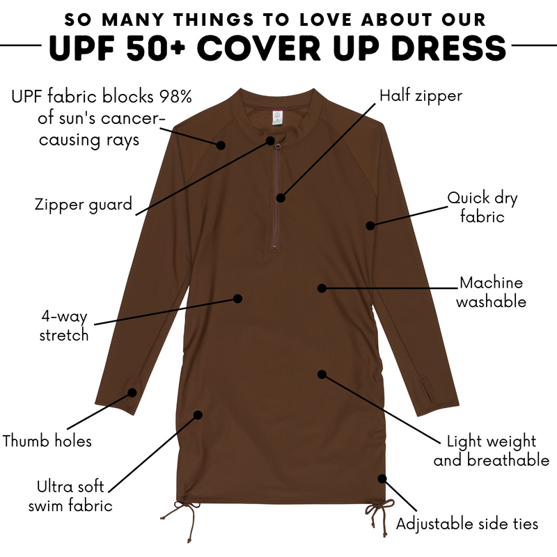 Women's Half Zip Swim Dress Cover Up | "Cold Brew"-SwimZip UPF 50+ Sun Protective Swimwear & UV Zipper Rash Guards-pos4