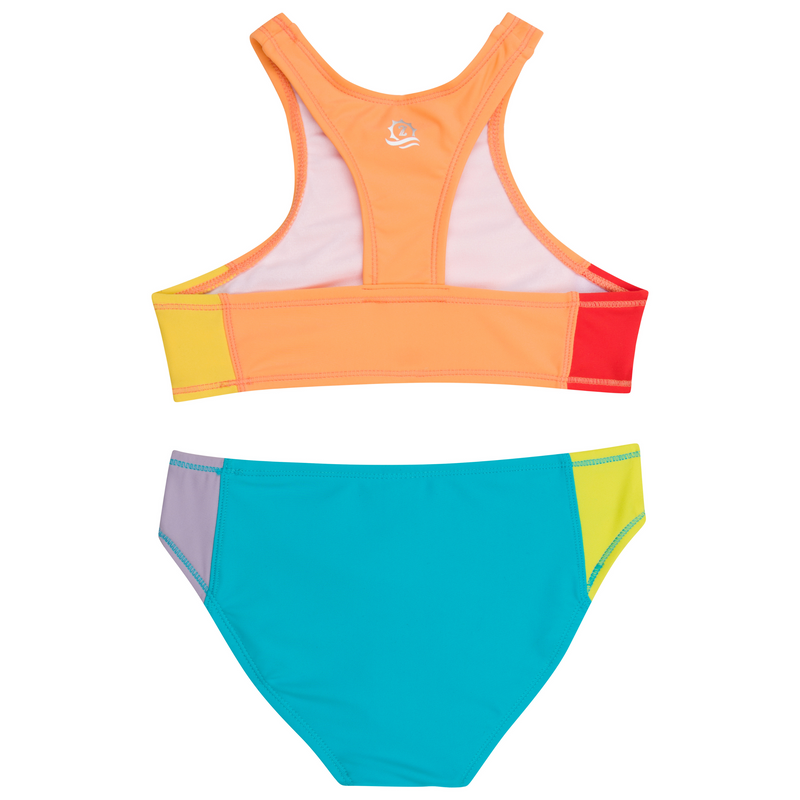 Girls Halter Top Bikini Set (2 Piece) | "Color Pop"-SwimZip UPF 50+ Sun Protective Swimwear & UV Zipper Rash Guards-pos4