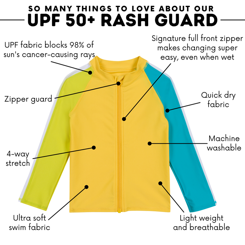 Kids UPF 50+ Long Sleeve Zipper Rash Guard Swim Shirt | "Color Pop"-SwimZip UPF 50+ Sun Protective Swimwear & UV Zipper Rash Guards-pos4