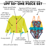 Girls One-Piece Swimsuit + Long Sleeve Rash Guard Set (2 Piece) | "Deep Dive"-SwimZip UPF 50+ Sun Protective Swimwear & UV Zipper Rash Guards-pos4