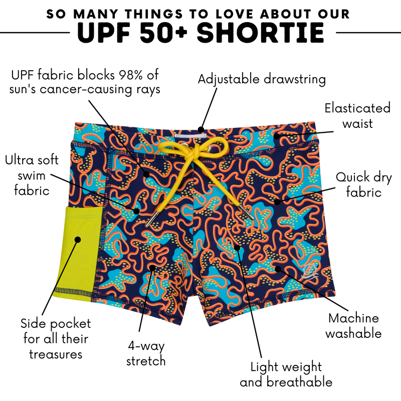 Kids Euro Swim Shorties | "Deep Dive"-SwimZip UPF 50+ Sun Protective Swimwear & UV Zipper Rash Guards-pos4